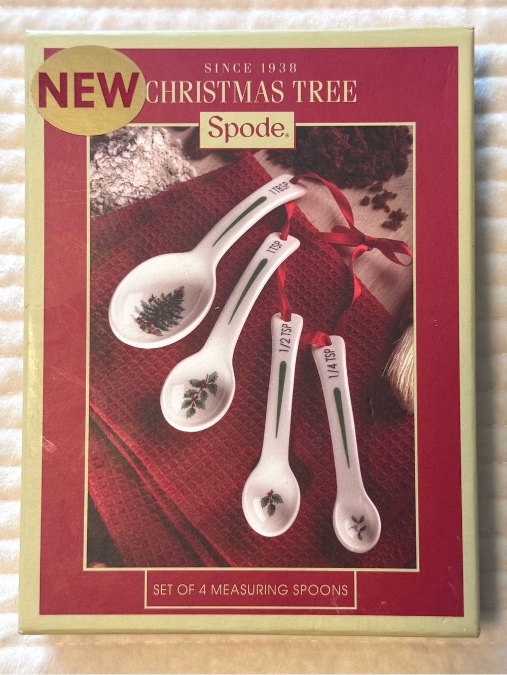 Spode Christmas Tree Ceramic Measuring Spoon Set | Original Box